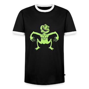 verrueckt daemon gnom klein horror halloween gesic - Männer Kontrast-T-Shirt - Schwarz/Weiß - Vorne - AI Model Female 172 light (172cm) & AI Model Male 178 light (178cm)