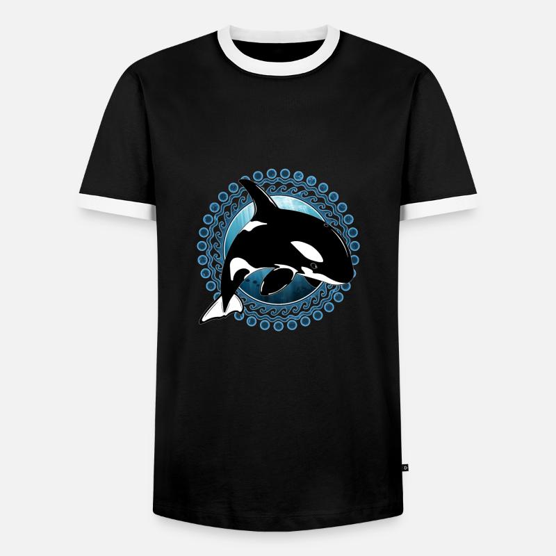 Orca Killerwal - Männer Kontrast-T-Shirt - Schwarz/Weiß