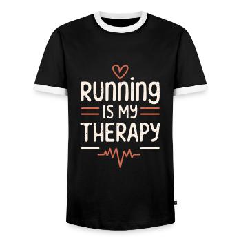 Running is my therapy humour coureuse thérapie - T-shirt contrasté Homme - noir/blanc - Devant - AI Model Female 172 light (172cm) & AI Model Male 178 light (178cm)