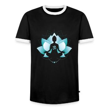 Blue Lotus Blossom - Men's Ringer Shirt - black/white - Front - AI Model Female 172 light (172cm) & AI Model Male 178 light (178cm)