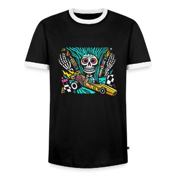 Drag Car Racing für wahre Motorsportfans - Männer Kontrast-T-Shirt - Schwarz/Weiß - Vorne - AI Model Female 172 light (172cm) & AI Model Male 178 light (178cm)