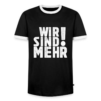 Wir sind mehr! - Einheit in Vielfalt - Männer Kontrast-T-Shirt - Schwarz/Weiß - Vorne - AI Model Female 172 light (172cm) & AI Model Male 178 light (178cm)