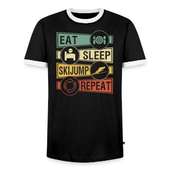 Skispringen - Männer Kontrast-T-Shirt - Schwarz/Weiß - Vorne - AI Model Female 172 light (172cm) & AI Model Male 178 light (178cm)
