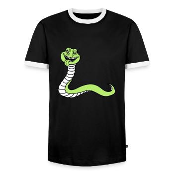 tête de serpent monstre boese dangereux la - T-shirt contrasté Homme - noir/blanc - Devant - AI Model Female 172 light (172cm) & AI Model Male 178 light (178cm)