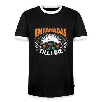 Empanadas - Perfect gift for foodies - Men's Ringer Shirt - black/white - Front - AI Model Female 172 light (172cm) & AI Model Male 178 light (178cm)