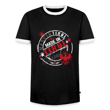 Made in Tirol - Männer Kontrast-T-Shirt - Schwarz/Weiß - Vorne - AI Model Female 172 light (172cm) & AI Model Male 178 light (178cm)