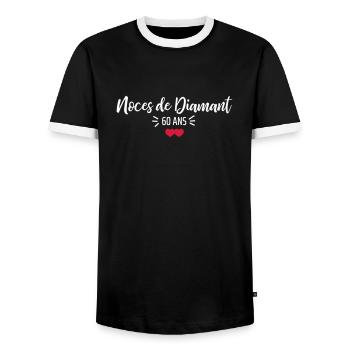 noces de Diamant - T-shirt contrasté Homme - noir/blanc - Devant - AI Model Female 172 light (172cm) & AI Model Male 178 light (178cm)
