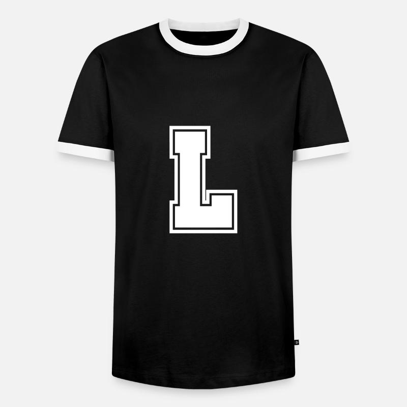Buchstabe L - Männer Kontrast-T-Shirt - Schwarz/Weiß