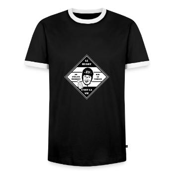 LE RUGBY C'EST LA VIE ! - T-shirt contrasté Homme - noir/blanc - Devant - AI Model Female 172 light (172cm) & AI Model Male 178 light (178cm)