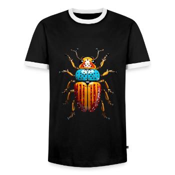 Scarabée abstrait - T-shirt contrasté Homme - noir/blanc - Devant - AI Model Female 172 light (172cm) & AI Model Male 178 light (178cm)