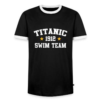Titanic Swim Team 1912 - T-shirt contrasté Homme - noir/blanc - Devant - AI Model Female 172 light (172cm) & AI Model Male 178 light (178cm)