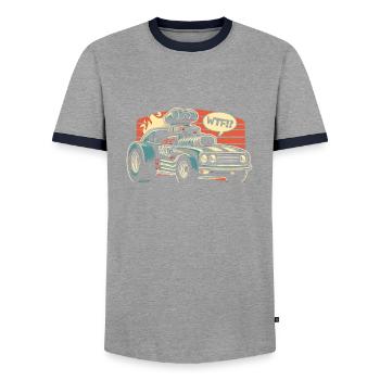 Drag Car Racing - Geschenk für Motorsportfans! - Männer Kontrast-T-Shirt - Grau/Navy  - Vorne - AI Model Female 172 light (172cm) & AI Model Male 178 light (178cm)