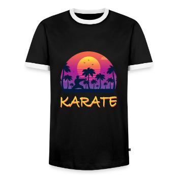 Karate - Männer Kontrast-T-Shirt - Schwarz/Weiß - Vorne - AI Model Female 172 light (172cm) & AI Model Male 178 light (178cm)