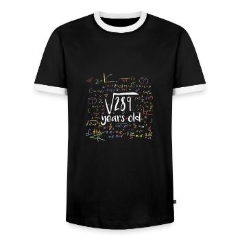 17. Geburtstag - Wurzel aus 289 - Männer Kontrast-T-Shirt - Schwarz/Weiß - Vorne - AI Model Female 172 light (172cm) & AI Model Male 178 light (178cm)