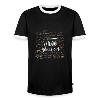40. Geburtstag - Wurzel aus 1600 - Männer Kontrast-T-Shirt - Schwarz/Weiß - Vorne - AI Model Female 172 light (172cm) & AI Model Male 178 light (178cm)
