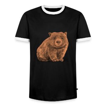 Wombat - Men's Ringer Shirt - black/white - Front - AI Model Female 172 light (172cm) & AI Model Male 178 light (178cm)