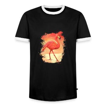 Flamingo at sunset - Men's Ringer Shirt - black/white - Front - AI Model Female 172 light (172cm) & AI Model Male 178 light (178cm)