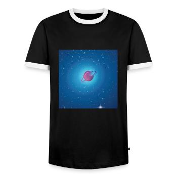Saturn - Männer Kontrast-T-Shirt - Schwarz/Weiß - Vorne - AI Model Female 172 light (172cm) & AI Model Male 178 light (178cm)