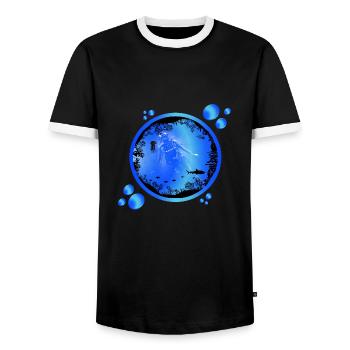 Scuba - Men's Ringer Shirt - black/white - Front - AI Model Female 172 light (172cm) & AI Model Male 178 light (178cm)