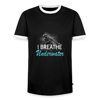 I underwater - Men's Ringer Shirt - black/white - Front - AI Model Female 172 light (172cm) & AI Model Male 178 light (178cm)