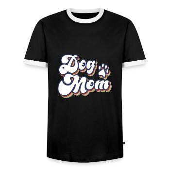 Maman chien - T-shirt contrasté Homme - noir/blanc - Devant - AI Model Female 172 light (172cm) & AI Model Male 178 light (178cm)