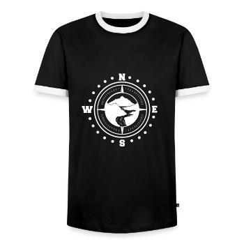 Camp Compass - Männer Kontrast-T-Shirt - Schwarz/Weiß - Vorne - AI Model Female 172 light (172cm) & AI Model Male 178 light (178cm)