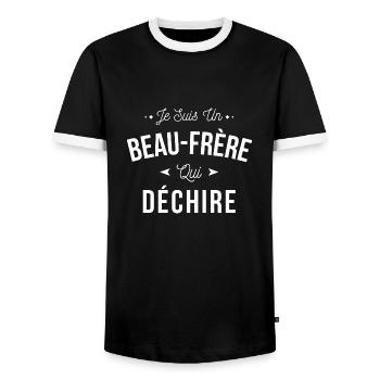 Je suis un Beau Frère qui déchire - T-shirt contrasté Homme - noir/blanc - Devant - AI Model Female 172 light (172cm) & AI Model Male 178 light (178cm)