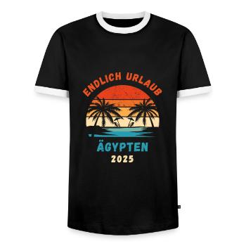 Ägypten Urlaub 2025 Ägypten Reise - Männer Kontrast-T-Shirt - Schwarz/Weiß - Vorne - AI Model Female 172 light (172cm) & AI Model Male 178 light (178cm)