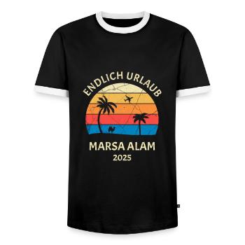 Marsa Alam Urlaub 2025 Ägypten Reise - Männer Kontrast-T-Shirt - Schwarz/Weiß - Vorne - AI Model Female 172 light (172cm) & AI Model Male 178 light (178cm)