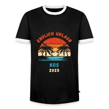 Kos Urlaub 2025 Griechenland Reise - Männer Kontrast-T-Shirt - Schwarz/Weiß - Vorne - AI Model Female 172 light (172cm) & AI Model Male 178 light (178cm)