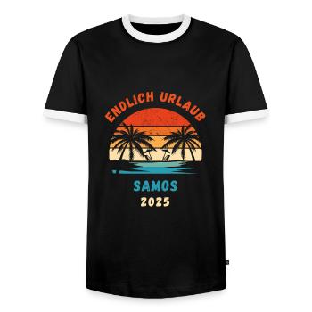Samos Urlaub 2025 Griechenland Reise - Männer Kontrast-T-Shirt - Schwarz/Weiß - Vorne - AI Model Female 172 light (172cm) & AI Model Male 178 light (178cm)