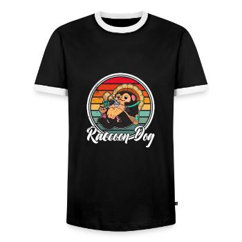 Marderhund Waschbärhund Enok Japan - Männer Kontrast-T-Shirt - Schwarz/Weiß - Vorne - AI Model Female 172 light (172cm) & AI Model Male 178 light (178cm)