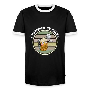 Volleyball Beer Beer Drinker Volleyball Coach - Men's Ringer Shirt - black/white - Front - AI Model Female 172 light (172cm) & AI Model Male 178 light (178cm)