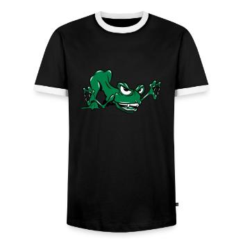 Monster funny frog - Men's Ringer Shirt - black/white - Front - AI Model Female 172 light (172cm) & AI Model Male 178 light (178cm)