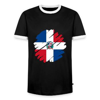 Dominican Republic Flag Dom Rep Flag Trip - Men's Ringer Shirt - black/white - Front - AI Model Female 172 light (172cm) & AI Model Male 178 light (178cm)
