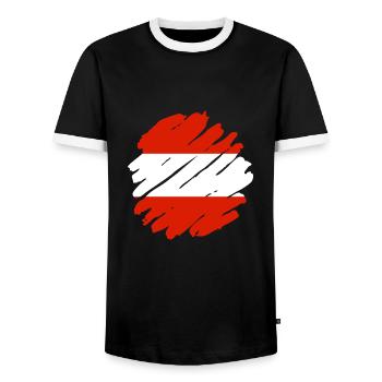 Austria Flag Austria Austrian Flag AT - Men's Ringer Shirt - black/white - Front - AI Model Female 172 light (172cm) & AI Model Male 178 light (178cm)