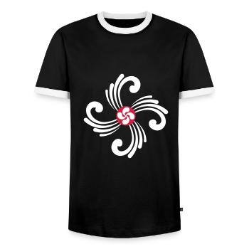 Croix du pays Basque - T-shirt contrasté Homme - noir/blanc - Devant - AI Model Female 172 light (172cm) & AI Model Male 178 light (178cm)