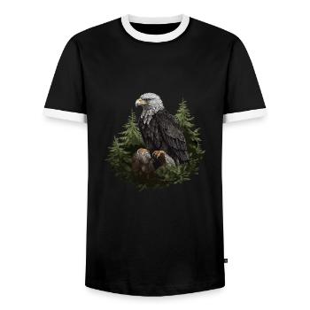 Forêt animale d’aigle à tête blanche - T-shirt contrasté Homme - noir/blanc - Devant - AI Model Female 172 light (172cm) & AI Model Male 178 light (178cm)