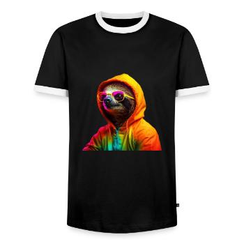 Sloth Sunglasses Cool Sloth Wilderness - Men's Ringer Shirt - black/white - Front - AI Model Female 172 light (172cm) & AI Model Male 178 light (178cm)