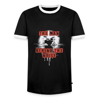 Homme derrière le bruit drôle de tambour motif - T-shirt contrasté Homme - noir/blanc - Devant - AI Model Female 172 light (172cm) & AI Model Male 178 light (178cm)