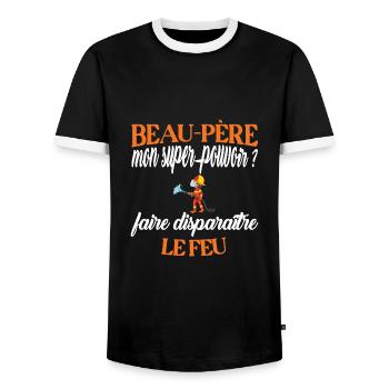 Beau-père t-shirt pompier humoristique métier - T-shirt contrasté Homme - noir/blanc - Devant - AI Model Female 172 light (172cm) & AI Model Male 178 light (178cm)