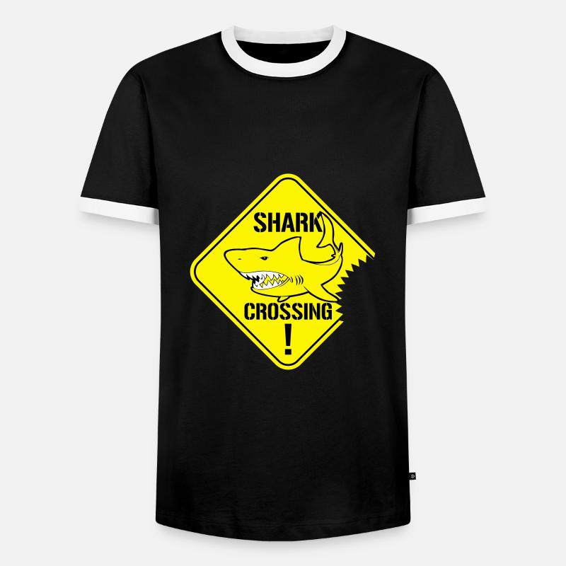 Shark Crossing Warnzeichen - Männer Kontrast-T-Shirt - Schwarz/Weiß