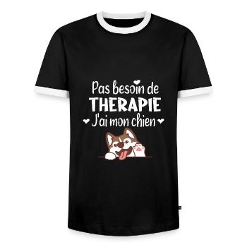 J'ai mon chien. Passion chiens cadeau humour chiot - T-shirt contrasté Homme - noir/blanc - Devant - AI Model Female 172 light (172cm) & AI Model Male 178 light (178cm)