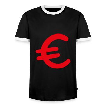 Money Currency Euro Sign - Men's Ringer Shirt - black/white - Front - AI Model Female 172 light (172cm) & AI Model Male 178 light (178cm)