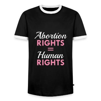 Abtreibungsrechte Gleiche Menschenrechte - Männer Kontrast-T-Shirt - Schwarz/Weiß - Vorne - AI Model Female 172 light (172cm) & AI Model Male 178 light (178cm)