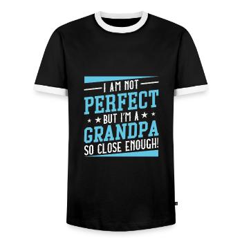 I Am Not Perfect But I’m A Grandpa So Close Enough - Men's Ringer Shirt - black/white - Front - AI Model Female 172 light (172cm) & AI Model Male 178 light (178cm)