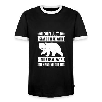 Your Bear Face Hanging Out - Men's Ringer Shirt - black/white - Front - AI Model Female 172 light (172cm) & AI Model Male 178 light (178cm)