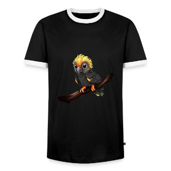 Bébé perroquet Ara oiseau - T-shirt contrasté Homme - noir/blanc - Devant - AI Model Female 172 light (172cm) & AI Model Male 178 light (178cm)