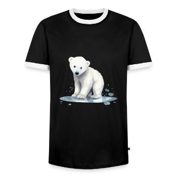 Ours polaire Bébé Ours polaire - T-shirt contrasté Homme - noir/blanc - Devant - AI Model Female 172 light (172cm) & AI Model Male 178 light (178cm)