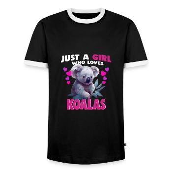 Just a Girl who Loves Koalas - Männer Kontrast-T-Shirt - Schwarz/Weiß - Vorne - AI Model Female 172 light (172cm) & AI Model Male 178 light (178cm)